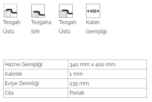 Tek Gözlü Damlalıklı 51cm x 78cm Dik Köşe Evye - Sağ Damlalıklı